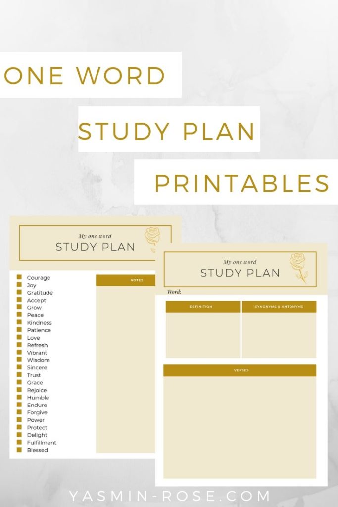 my one word study plan printable